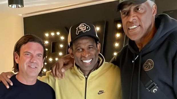 Deion Sanders with Dr. J and David Adelman