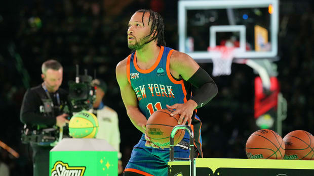 New York Knicks point guard Jalen Brunson during the 2024 NBA Three-Point Shooting Contest