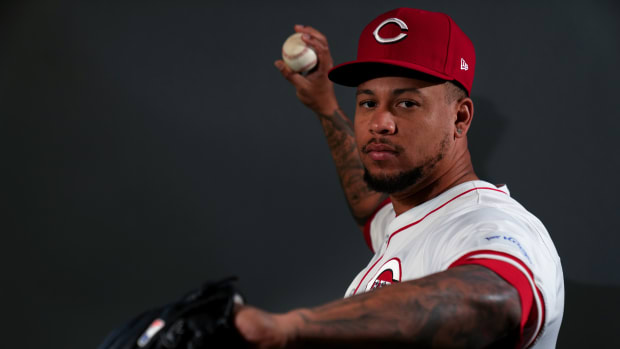 October, 23, 2023; Goodyear, AZ, USA; Cincinnati Reds starting pitcher Frankie Montas (47) stands for a portrait during spring training, Tuesday, Feb. 20, 2024, at the team s spring training facility in Goodyear, Ariz. Mandatory Credit: Kareem Elgazzar-USA TODAY NETWORK  