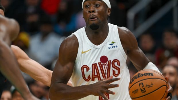 Feb 25, 2024; Washington, District of Columbia, USA; Cleveland Cavaliers guard Caris LeVert (3) makes a move to the basket during the first half against the Washington Wizards at Capital One Arena.