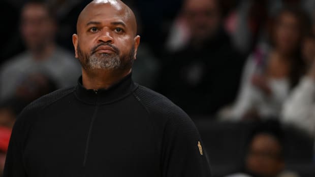 Feb 25, 2024; Washington, District of Columbia, USA; Cleveland Cavaliers head coach J. B. Bickerstaff looks onto the court during the second half against the Washington Wizards at Capital One Arena. Mandatory Credit: Tommy Gilligan-USA TODAY Sports