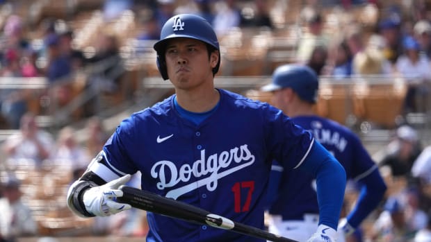 Ohtani during the Dodgers’ exhibition game against the White Sox on Feb. 27, 2024.