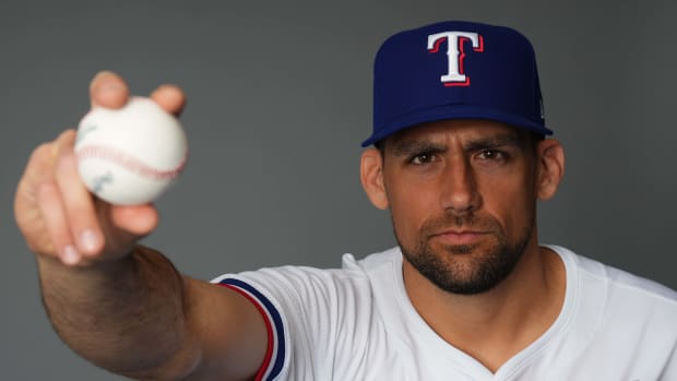 Texas Rangers starting pitcher Nathan Eovaldi struck out five and allowed a run on two hits over three innings in his second Cactus League start on Thursday in the Rangers' 7-5 win against the Milwaukee Brewers.