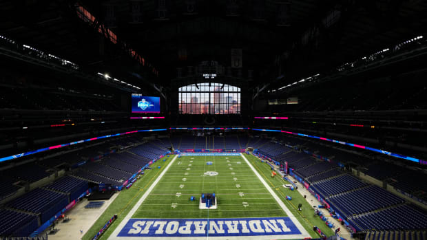 Feb 28, 2024; Indianapolis, IN, USA; A general overall view of Lucas Oil Stadium, the home of the Indianapolis Colts and site of the 2024 NFL Scouting Combine. Mandatory Credit: Kirby Lee-USA TODAY Sports  