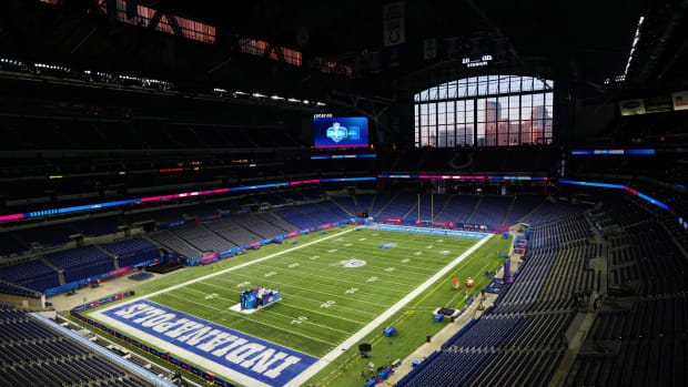 Feb 28, 2024; Indianapolis, IN, USA; A general overall view of Lucas Oil Stadium, the home of the Indianapolis Colts and site of the 2024 NFL Scouting Combine.