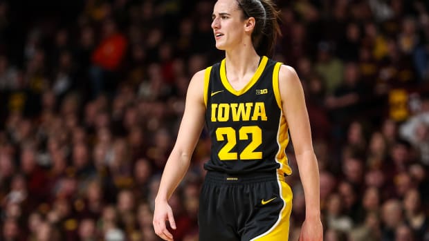 Clark during No. 6 Iowa’s 108-60 win over Minnesota on Feb. 28, 2024.