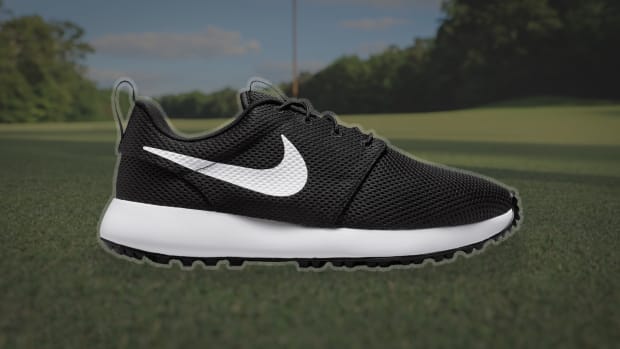 the nike roshe g next nature golf shoes, seen here in black, are on sale at DSW