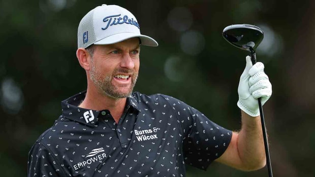 Webb Simpson follows a shot at the 2024 Sony Open in Hawaii at Waialae Country Club in Honolulu, Hawaii.