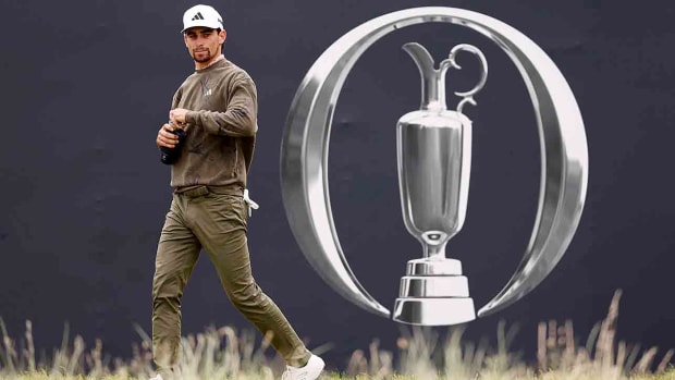 Joaquin Niemann of Chile looks on during the second round of the 2023 British Open at Royal Liverpool Golf Club in Hoylake, England.