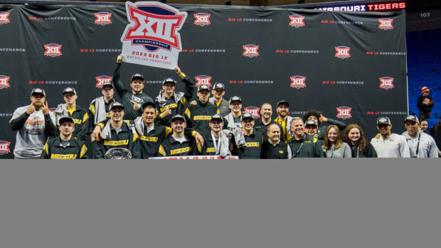 Missouri wrestling tops the 2023 Big 12 Wrestling Championship to receive its 12th straight conference championship title.