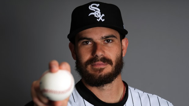 Dylan Cease pictured at White Sox media day.