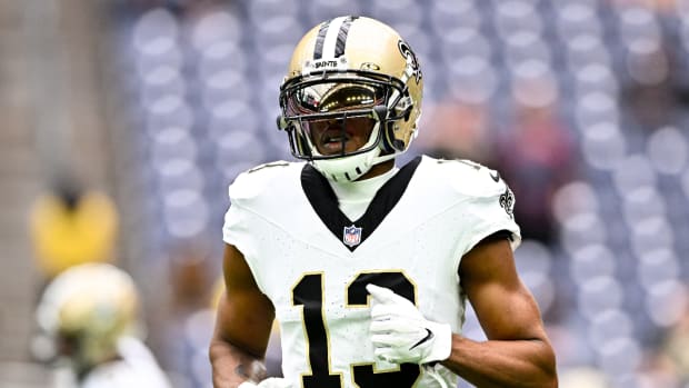 Oct 15, 2023; Houston, Texas, USA; New Orleans Saints wide receiver Michael Thomas (13) during warm ups prior to the game against the Houston Texans at NRG Stadium.
