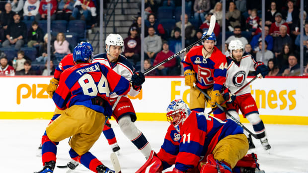 LAVAL, CANADA - MARCH 8: Cleveland Monsters v Laval Rocket at Place Bell on March 8, 2024 in Laval, QC, Canada.