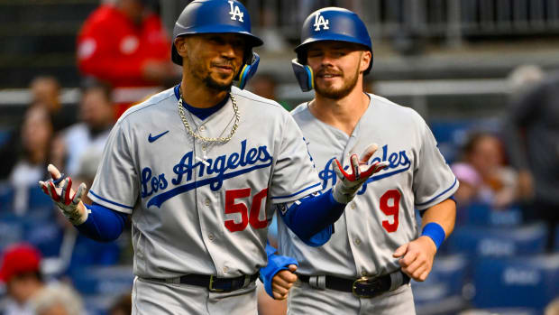 Betts and Lux during the Dodgers’ 9-4 win over the Nationals on May 24, 2022.