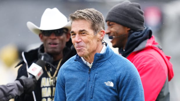 ESPN broadcaster Chris Fowler during the first half of a Colorado Buffaloes spring game at Folsom Field
