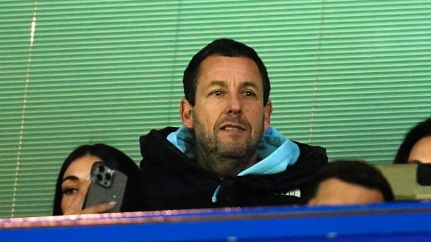 Adam Sandler pictured at Stamford Bridge in March 2024 during Chelsea's 3-2 win over Newcastle United