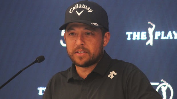 Xander Schauffele speaks during a press conference for The Players Championship in Ponte Vedra Beach, Florida, on March 12, 2024.