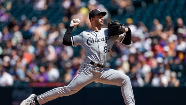 Aug 20, 2023; Denver, Colorado, USA; Chicago White Sox starting pitcher Dylan Cease (84) pitches in the second inning against the Colorado Rockies at Coors Field.