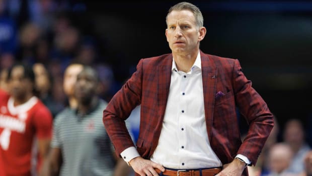 Alabama Crimson Tide head coach Nate Oats looks on during the first half against the Kentucky Wildcats at Rupp Arena at Central Bank Center in Lexington, Kentucky, on Feb. 24, 2024.