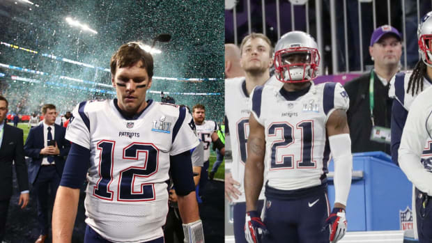 New England Patriots Tom Brady (12), Malcolm Butler (21)