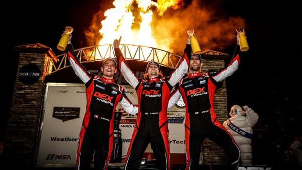 Wayne Taylor Racing celebrates its big win at Sebring. Photo courtesy IMSA.