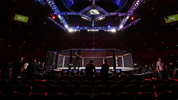 A look at the UFC Octagon from the stands.