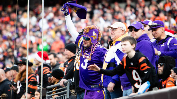 Vikings fans at the 2023 game in Cincinnati.