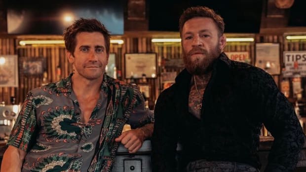 Jake Gyllenhaal (left) pictured with Conor McGregor (right) for 'Road House'.