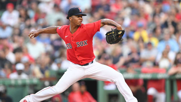 Jun 29, 2023; Boston, Massachusetts, USA; Boston Red Sox starting pitcher Brayan Bello (66) pitches against the Miami Marlins during the second inning at Fenway Park.