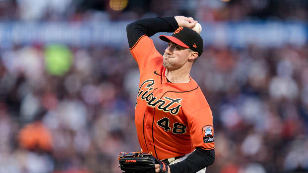 SF Giants relief pitcher Ross Stripling during the second inning at Oracle Park on August 11, 2023.