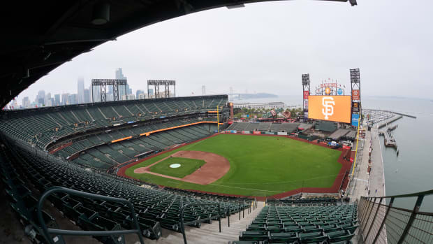 A general view of Oracle Park before a game between the Braves and Giants