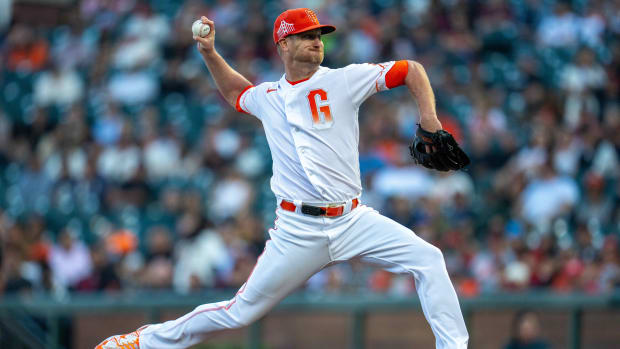 SF Giants pitcher Alex Cobb (38) nearly no-hit the Cincinnati Reds in his final August start (2023)