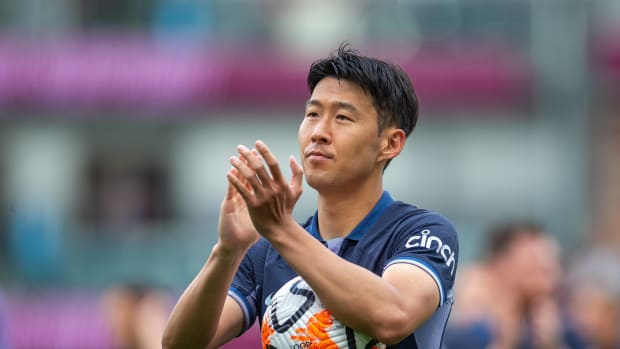 Tottenham captain Son Heung-min pictured holding the match ball after scoring a hat-trick in a 5-2 win at Burnley in September 2023