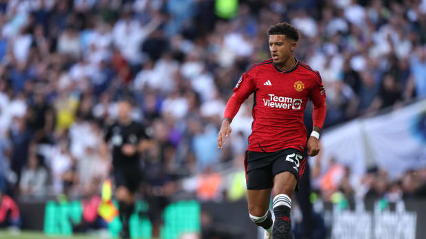 Jadon Sancho pictured during Manchester United's 2-0 defeat at Tottenham Hotspur in August 2023
