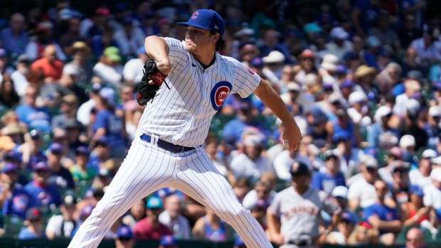 Sep 4, 2023; Chicago, Illinois, USA; Chicago Cubs starting pitcher Justin Steele (35) throws the ball against the San Francisco Giants during the first inning at Wrigley Field.