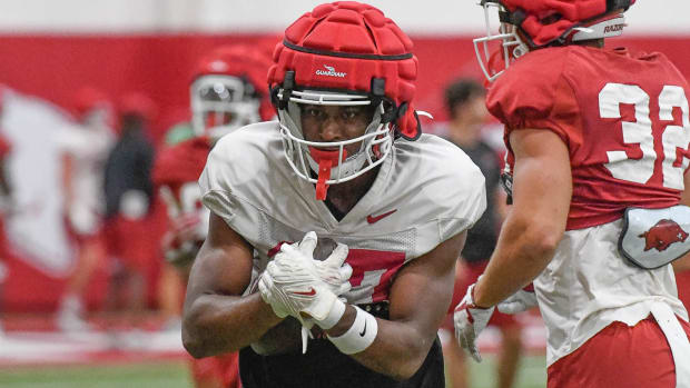 Razorbacks wide receiver Tyrone Broden during a practice Aug. 21