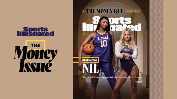 SI The Money Issue: LSU basketball player Angel Reese and LSU gymnast Olivia Dunne stand side-by-side on the cover of Sports Illustrated.