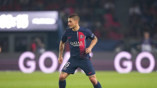 Marco Verratti pictured playing for Paris Saint-Germain during the 2022/23 season