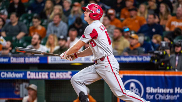 Heston Kjerstad takes an at-bat at the 2020 College Classic at Minute Maid Park in Houston