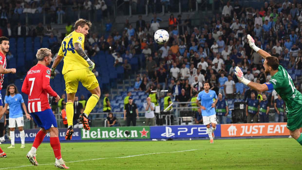 Goalkeeper Ivan Provedel scoring for Lazio.