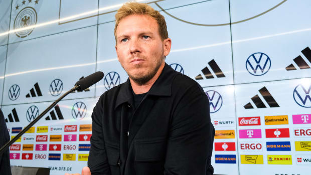 Julian Nagelsmann pictured at a press conference in September 2023 after being hired as the new Germany manager