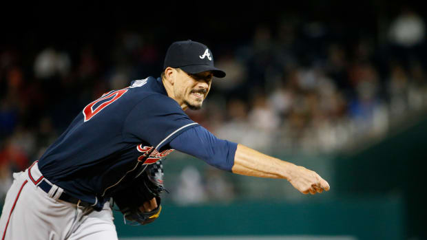 Sep 22, 2023; Washington, District of Columbia, USA; Atlanta Braves starting pitcher Charlie Morton (50) throws the ball during the first inning against the Washington Nationals at Nationals Park.