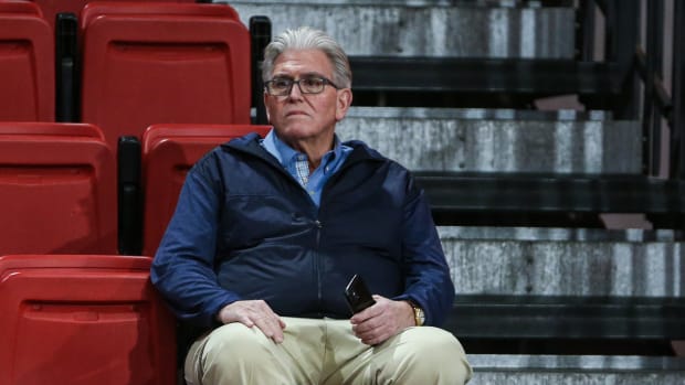 Radio legend Mike Francesa in the stands at St. John's.