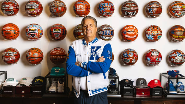 John Calipari wearing new Kentucky Wildcats apparel from Drake's clothing brand, October's Very Own.