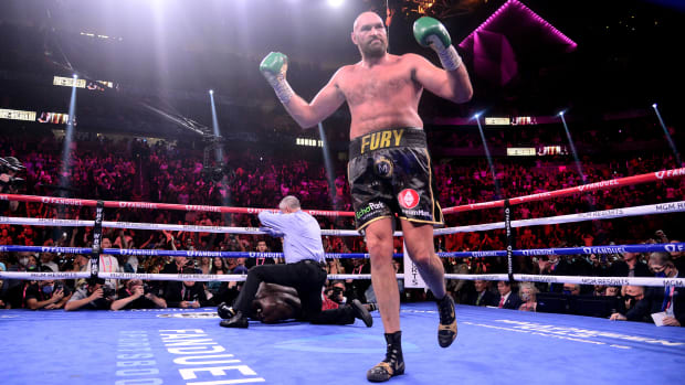 Deontay Wilder is knocked out by Tyson Fury.