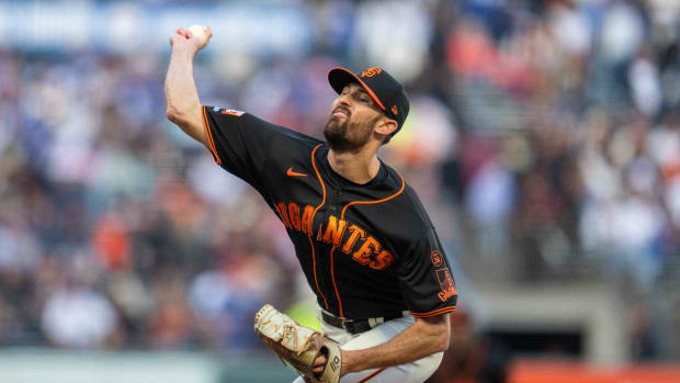 SF Giants starting pitcher Tristan Beck delivers a pitch against the Los Angeles Dodgers during the first inning at Oracle Park on September 30, 2023.