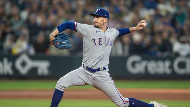 Sep 30, 2023; Seattle, Washington, USA; Texas Rangers starter Andrew Heaney (44) delivers a pitch during the fourth inning against the Seattle Mariners at T-Mobile Park. Mandatory Credit: Stephen Brashear-USA TODAY Sports