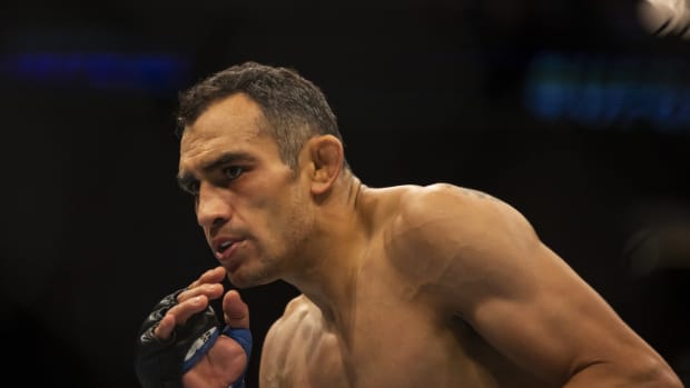 Tony Ferguson inside the Octagon for his UFC fight against Michael Chandler.