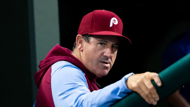 Sep 21, 2023; Philadelphia, Pennsylvania, USA; Philadelphia Phillies manager Rob Thomson in a game against the New York Mets at Citizens Bank Park. Mandatory Credit: Bill Streicher-USA TODAY Sports