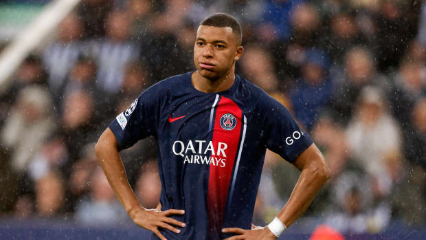 Kylian Mbappe pictured during PSG's 4-1 Champions League defeat at Newcastle United in October 2023